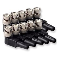 HTTX 10-Pack BNC Male Adapter Video Connectors 90 Degree Right Angle for CCTV Coaxial Cables, L Shape Design, Solderless