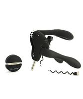 Rabbit Wine Corkscrew with Foil Cutter, Black - W6004N