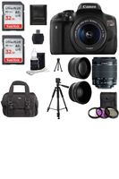 Canon EOS Rebel T6i SLR Camera 18-55mm f/3.5-5.6 Lens Deluxe Bundle with 58mm 2X Lens, Wide Angle Lens, Tripod, Flash, UV Kit and 2pcs of 32 GB SanDisk MemoryCard