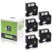Pristar 9mm 3/8' x 23' (7m) Compatible DYMO Standard D1 40913 S0720680 Black on White D1 Label Tape, 5-Pack, for Label Maker LabelManager 160 210 280 260P 360D 420P PNP LabelWriter 450 Duo Turbo