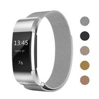 Keasy Replacement Bands Compatible with Fitbit Charge 2, Stainless Steel Metal Lock Replacement Wristband for Women Men (Silver, Small (5.3-7.6 Inch))
