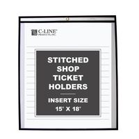 C-Line Shop Ticket Holders, Both Sides Clear, 15 x 18 Inches, Stitched, Black Trim, 25-Count Box (46158)
