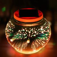 Color Changing Solar Powered Glass Ball Garden Lights, Aukora Solar Table Lights Waterproof Solar Led Night Light for Patio Garden Halloween Christmas Outdoor Decoration, Ideal Gift(Star Pattern)