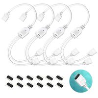 Nelyeqwo 4 Packs RGB LED Strip Connector 10mm LED Splitter Extension Cable Y Splitter with 12 Pack Male 4 Pin Connector for 1 to 2 Way SMD 5050 3528 RGB LED Strip Light