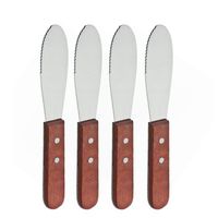 Adorox Wide Stainless Steel Spreader Kitchen Knives for Sandwiches Butter Cheese (Set of 4)
