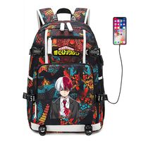 My Hero Academia Anime Boku no Hero Academia Cosplay Backpack Daypack Bookbag Laptop School Bag with USB Charging Port (Color 8A)