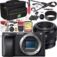 Sony ILCE-6400 a6400 Mirrorless APS-C Interchangeable-Lens Camera Body Bundle with F1.8 Full-Frame Prime E-Mount Lens, 64GB Memory Card, Camera Bag, Battery and Paintshop Pro 2018