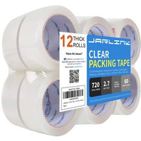 JARLINK Clear Packing Tape (12 Rolls), Heavy Duty Packaging Tape for Shipping Packaging Moving Sealing, 2.7mil Thick, 2 inches Wide, 60 Yards Per Roll, 720 Total Yards