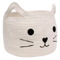 HiChen Large Woven Cotton Rope Storage Basket, Laundry Basket Organizer for Towels, Blanket, Toys, Clothes, Gifts | Pet Gift Basket for Cat, Dog - 15.7" L×13" W×13.4" H