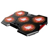 Laptop Cooling Pad, Laptop Cooler Pad 5 Quiet Fans LED Lights, for 12 to 17 Inches Laptops with 2 USB Connection i-Star Rapid Cooling Action Metal Mesh Slim Portable Adjustable Retractable Stand（Red）