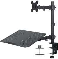 VIVO Black Fully Adjustable Single Computer Monitor and Laptop Desk Mount Combo, Stand with Grommet Option | Fits up to 24 inch Screens and up to 17 inch Laptops (STAND-V002C)