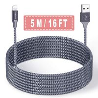 Phone Charger Cord 5M 16FT USB Phone Charger Cable Charging Cords Long Durable Braided Nylon Cord Fast Charging Compatible with Phone X /8/8Plus /7/7 Plus /6S /6S Plus /6/6 Plus/SE Pad Pod and Touch