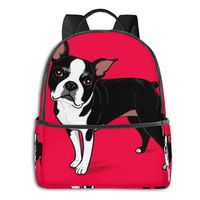 Casual Backpack Big Capacity Anti-Theft Multipurpose Bookbag Backpack for Sports Outdoors Running - Boston Terrier Dog Red, Boys Girls Gift, Travel Hiking Camping Rucksack