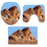 Christmas Winter Pgojuni Bathroom Non-Slip Pedestal Rug + Lid Toilet Cover + Bath Mat Set 3PCS (J)