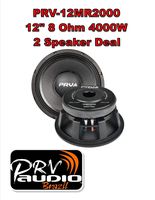 (2) 12" PRV 12MR2000 Audio Full Mid Range Bass 4000W 8-Ohm Woofer Speaker Pair
