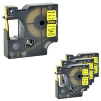 Nineleaf 4 PK Compatible for DYMO 18052 Rhino Heat Shrink Tube Industry Label Tape 1/4" x 5ft Black on Yellow for LabelWriter and Industrial Label Maker Rhino 1000 3000 4200 5000 5200 6000 450 Duo