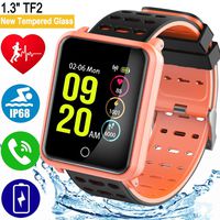 1.3" TF2 Smart Watch for Men Women Smartwatches Fitness Activity Tracker Ip68 Waterproof Blood Pressure HR Monitor Pedometer Color Screen Sport Watch for Android Phones iOS Christmas Xmas Birthday Gif