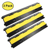Reliancer 3 Pack Dual Channel Rubber Cable Protector Ramp 2 Channel Traffic Speed Bump 11000lbs Capacity Heavy Duty Hose Cable Track Protector Protective Cover Wires Concealer w/Flip-Open Top Cover
