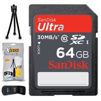 SanDisk 64GB Ultra Class 10 SDHC UHS-I Memory Card + Xtech Starter Kit for Canon ELPH 360 HS, 190 is, 180, 350 HS, IXUS 275 HS, ELPH 170 is, 160, IXUS 160, IXUS 165, 150 is, IXUS 155, 140 is