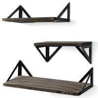 BAYKA Floating Shelves Wall Mounted, Rustic Wood Wall Shelves Set of 3 for Bedroom, Bathroom, Living Room, Kitchen (Grey)