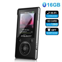 MP3 Player with Bluetooth,16GB HiFi Bluetooth MP3 Player 50 Hours Playback Portable Music Player Lossless Sound Media Player by Puersit (Black+Silver)