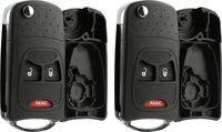 KeylessOption Keyless Entry Remote Fob Car Combo Flip Key Shell Case Pad Housing Uncut Blank Ignition Blade (Pack of 2)