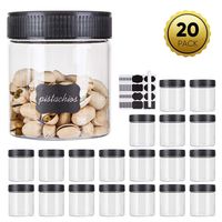 8oz Plastic Jars With Lids, Accguan Airtight Container for Food Storage, Clear Plastic Jars Ideal For Dry Food, Peanut Butter, Honey and Jam Storage, Set of 20