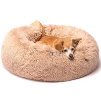 Friends Forever Luxury Marshmallow Cat Bed, Calming Dog Beds for Small Dogs, Fluffy Dog Bed for Pet Comfy - Tan 23 X 23 Inch