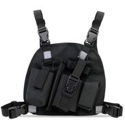 abcGoodefg Universal Radio Chest Harness Pack Front Pocket Pouch Bag Holster EMS Vest Rig with Reflective Stripe for Two Way Radio Walkie Talkie Black (Rescue Essentials)