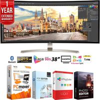 LG 38UC99-W 38-inch 21:9 WQHD+ 3840 x 1600 Curved IPS Monitor Bundle with Elite Suite 18 Standard Editing Software Bundle and 1 Year Extended Warranty