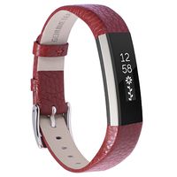 Henoda Replacemnt Leather Bands Compatible with Fitbit Alta/Fitbit Alta HR, Wine Red Classic Genuine Leather Wristband, Small Large, No Tracker