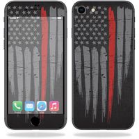 MightySkins Skin Compatible with Apple iPhone 8 - Thin Red Line | Protective, Durable, and Unique Vinyl Decal wrap Cover | Easy to Apply, Remove, and Change Styles | Made in The USA