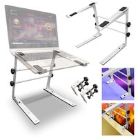AxcessAbles LTS-02 Height/Width Adjustable Tabletop Laptop Stand with Clamps for DJ Laptop, Compact Mixer, Gaming Console (White) Ergonomic Riser Compatible with MacBook, Air, Pro, Dell XPS