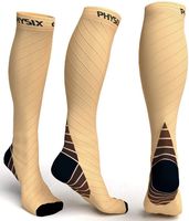 Physix Gear Compression Socks for Men & Women 20-30 mmhg, Best Graduated Athletic Fit for Running Nurses Shin Splints Flight Travel & Maternity Pregnancy -Boost Stamina Circulation & Recovery NUDE S/M