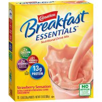 Carnation Breakfast Essentials Powder Drink Mix, Strawberry Sensation, 10 Count Box of 1.26 Ounce Packets (Pack of 6) (Packaging May Vary)