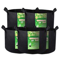 VIVOSUN 5-Pack 20 Gallon Plant Grow Bags, Premium Series Thichkened Non-Woven Aeration Fabric Pots w/Handles - Reinforced Weight Capacity & Extremely Durable (Black)
