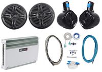 2) Rockville RWB65B 6.5" 250w Marine Wakeboards+Speakers+4-Ch. Amplifier+Amp Kit