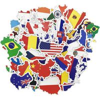 Flag Luggage Stickers 50Pcs Pack Laptop Waterproof Vinyl Water Bottle Computer Notebook Car Skateboard Motorcycle Bicycle Luggage Guitar Bike Decal