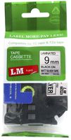 LM Tapes - Brother PT-2100 3/8" (9mm 0.35 Laminated) Black on Silver Compatible TZe P-touch Tape for Brother Model PT2100 Label Maker with FREE Tape Guide Included