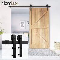 Homlux 5ft Heavy Duty Sturdy Sliding Barn Door Hardware Kit Single Door - Smoothly and Quietly - Simple and Easy to Install - Fit 1 3/8-1 3/4" Thickness Door Panel(Black)(J Shape Hangers)