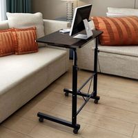Azadx Side Table, Laptop Stand Adjustable 34.25" Computer Standing Desk Portable Cart Tray Side Table with 4 Wheels for Bed Sofa Hospital Reading Eating (Black)