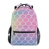 Mermaid Scale Rainbow Color Laptop Backpack, Fish Tail Water Resistant College Students Bookbags Elementary School Bags Travel Computer Notebooks Daypack Bookbag for Men Women Kids Boys Girls
