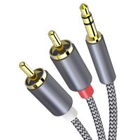RCA Cable to 3.5mm, UMECORE 3.5mm to 2-Male RCA Adapter Audio Stereo Cable - 6 Feet Nylon Braided Auxiliary AUX Y Cord for Smartphones, MP3, Tablets, Speakers, HDTV - Grey
