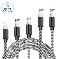 Werkryt MFi Certified iPhone Charger Lightning Cable 5 Pack [3/3/3/6/6FT] Extra Long Nylon Braided USB Charging & Syncing Cord Compatible iPhone 11/Xs/Max/XR/X/8/8Plus/7/7Plus/6S/6S Plus/SE/iPad/Nan