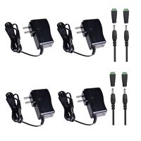 12V 1A LED Pack of 4 Strip Power Supply DC 12 Volt Universal Portable Power Supply Adapter for LED Strip Light, CCTV Camera with 5.5/2.1 Female Barrel Connector EDS-12V1A-4P