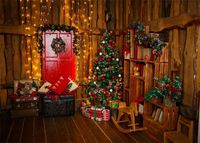 Leowefowa 7X5FT Christmas Backdrop Xmas Decoration Tree Hobbyhorse Shining Led Curtain Wood Plank Backdrops for Photography Interior Happy New Year Vinyl Photo Background Kids Adults Studio Props