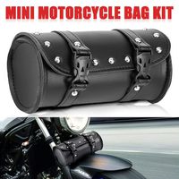 Everrich Motorcycle Handlebar Bag Small Motorcycle Fork Bag Front Fork Roll Barrel Bag Sissy Bar Tool Bag Waterproof Leather-For Harley Sportster Davidson Honda Suzuki Kawasaki Vulcan
