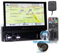 pkg Soundstream VRN-75HB In-Dash 1-DIN 7" DVD Receiver with Bluetooth, GPS Navigation and Android PhoneLink with XO Vision HTC 35 Backup Camera with Nightvision
