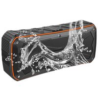 EMODUX Waterproof Portable Bluetooth Speaker Black with Orange Trim