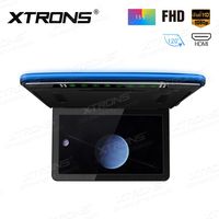 XTRONS 1920x1080 13.3 inch Resolution FHD Screen Car Roof Monitor Flip Down Overhead Multimedia Car Ceiling Over Head Video Display with USB SD HDMI Port Transmitter